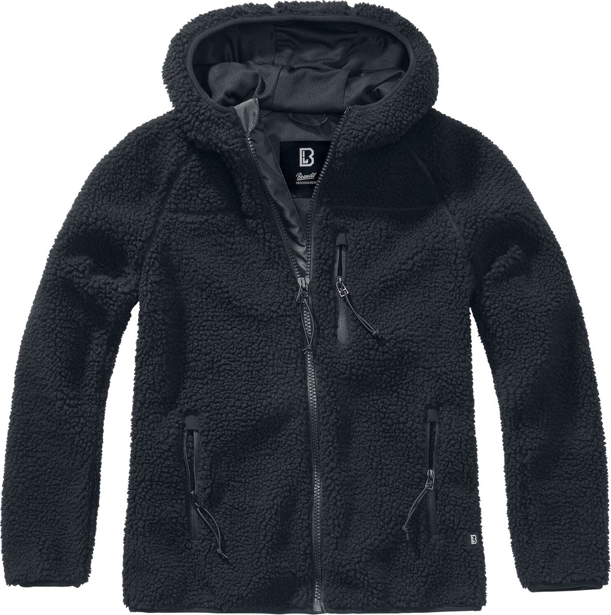 Brandit Ladies Teddyfleecejacket hood Fleece Polyester Zwart