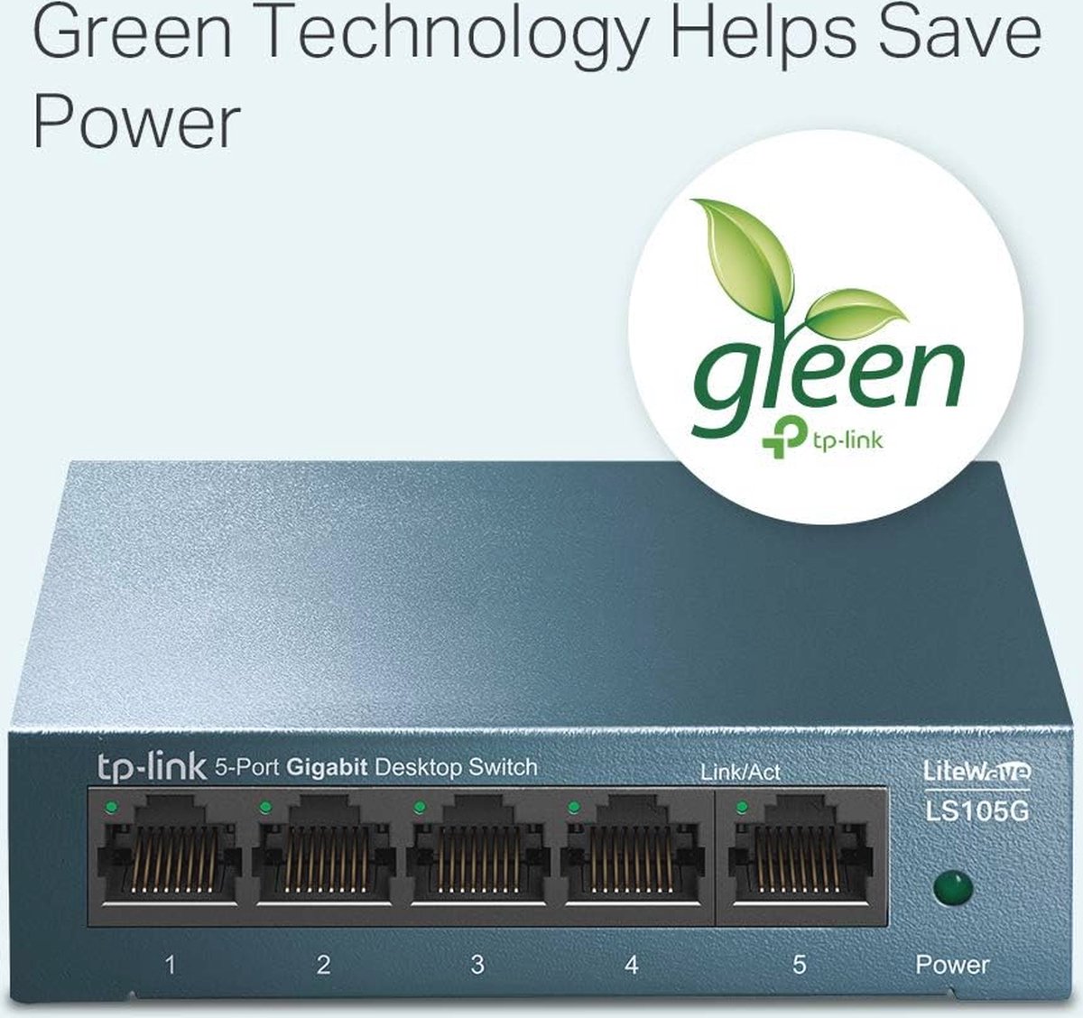5-poorts Gigabit Desktop Switch met Metalen Behuizing en Auto-Negotiation