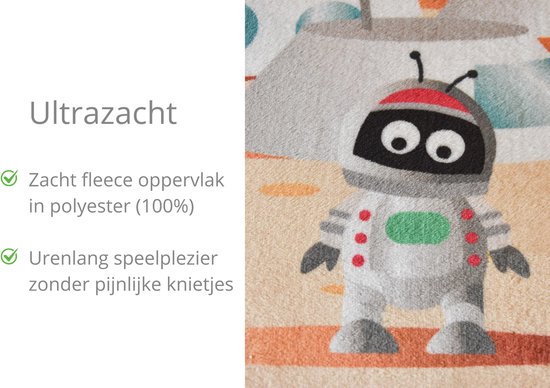 Kindertapijten.be - Planeet Speeltapijt met Ufo's - 130x180cm - Ultrazacht - Anti-slip - Wasbaar - Speelkleed / Speelmat / Vloerkleed Kinderen / Kinderkamer Tapijt / Speelmat / Speelhoek / Speelgoedtapijt / Speelmatten / Groot Speelkleed van Kinder — afbeelding 5