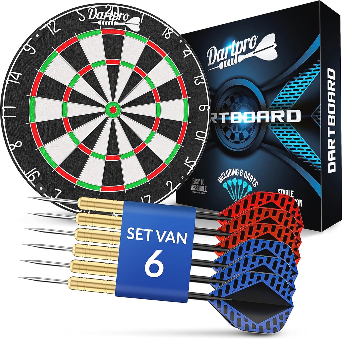 Professioneel dartbord met dartpijlen - Zelfhelend sisal dartbord met dunne draden