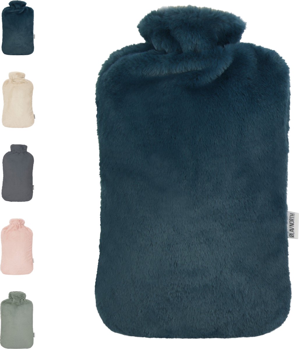 Goedkoopste Ølav North - XXL Kruik met Nordic Fur hoes - Tot 8 uur warmte - Heerlijk zacht - Warmwaterkruik - 3.4 liter – Fjord Blue - Cadeau voor haar, vrouw, vriendin