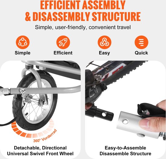 Betaalbare Goederen® Aanhanger Fiets - Fietskar - Fietskar Voor Kinderen - Kinderfietskar - Fiets Aanhanger - Dubbelzits Drager - Opvouwbaar van Beta — afbeelding 3