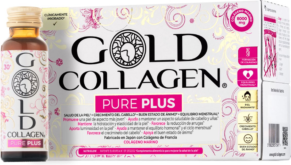 Goedkoopste GOLD COLLAGEN PURE PLUS - NIEUW - 5000 mg gehydrolyseerd marien/viscollageen - 16 actieve ingrediënten - Ondersteunt hydratatie en elasticiteit van de huid - Vermindering rimpels - Gezondheid van huid, haar en nagels - Beauty en gezondheid