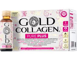 GOLD COLLAGEN PURE PLUS – Vloeibaar Collageen Supplement – 8000 mg Marien Collageen – Huid, Haar & Nagels – Hyaluronzuur & Vitamine C, B3, B5, B6, D, E – 10 x 50 ml – 16 actieve ingrediënten