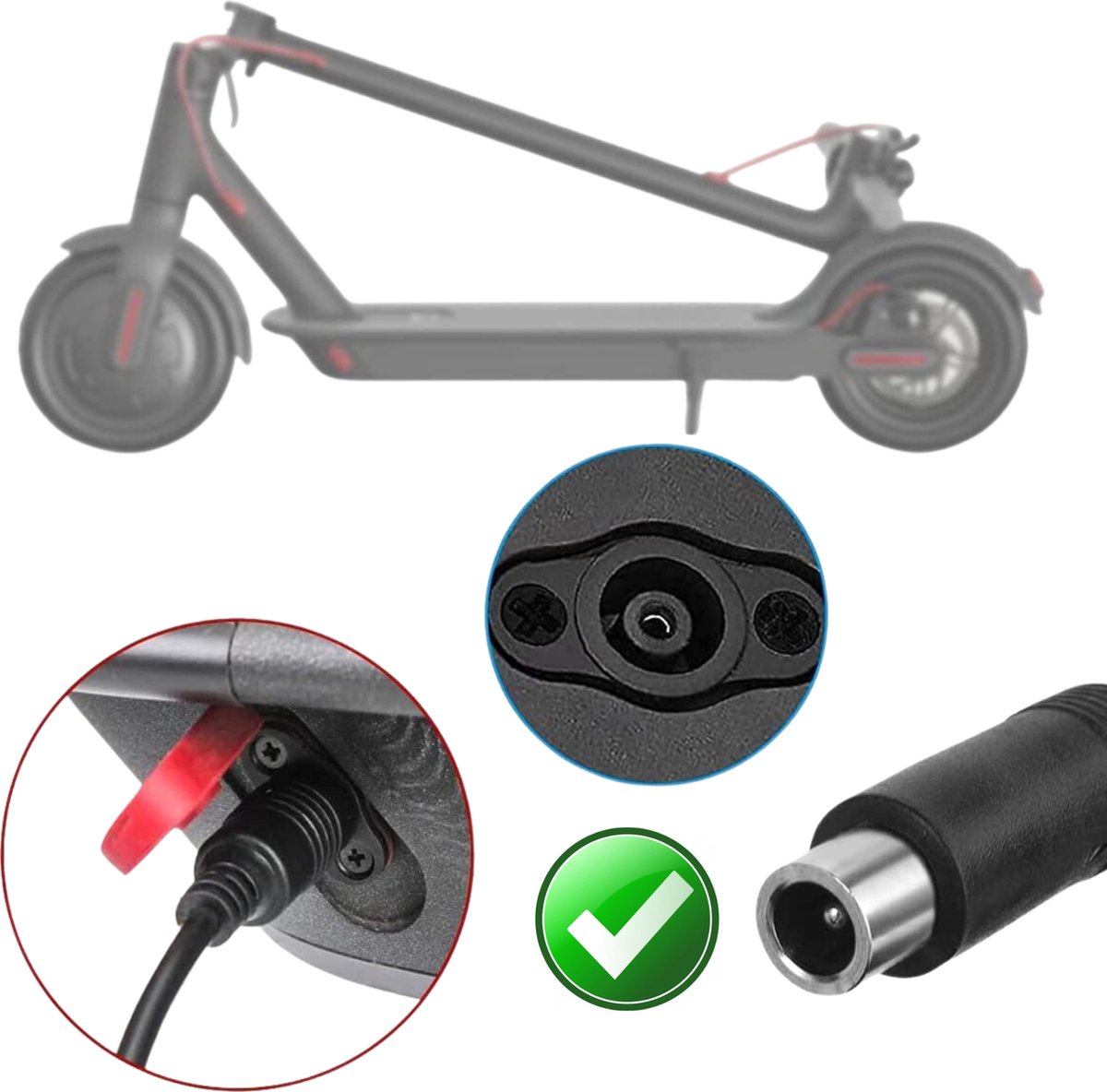 Phonillico Oplader 42V - voor Xiaomi Ninebot ES4 elektrische step - netsnoer – foto 2