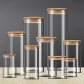Luxaliving - Verres 9 pièces - Hermétique - Bois de Bamboe - Sans BPA - Accessoires de cuisine - Pot de conservation - Pot de conservation - Pot à bonbons - Boîte de conservation - Conservation Nourriture