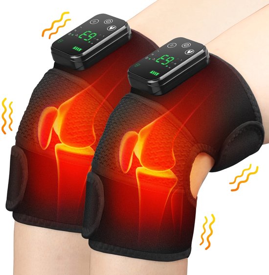 Jake Boss Life Tools - Appareil de Massage des genoux - Massage infrarouge des épaules - Appareil de massage des jambes - Également pour les épaules et les coudes - Set de 2 pièces - Chaleur et vibrations - Rechargeable