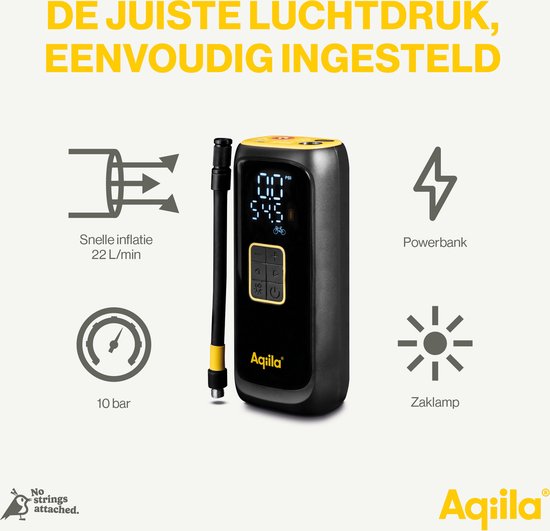 Aqiila Airbird C4 Elektrische Bandenpomp, draagbare compressor, 10,3 bar 150 psi, 20 22 L/M, Powerbank 4.000mAh, 20W, 1x USB C, A, luchtcompressor Fiets/Auto/Motor/Bal/Luchtbed kopen? Vergelijk bij