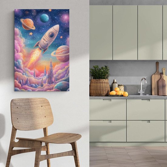 Vaisseau spatial Poster | Planètes Art Poster | Espace Affiche | Affiche Aventure | Affiche fantastique | Affiche de pépinière | Affiche pour enfants | 51x71cm | Décoration murale | Affiche murale | Convient pour l'encadrement