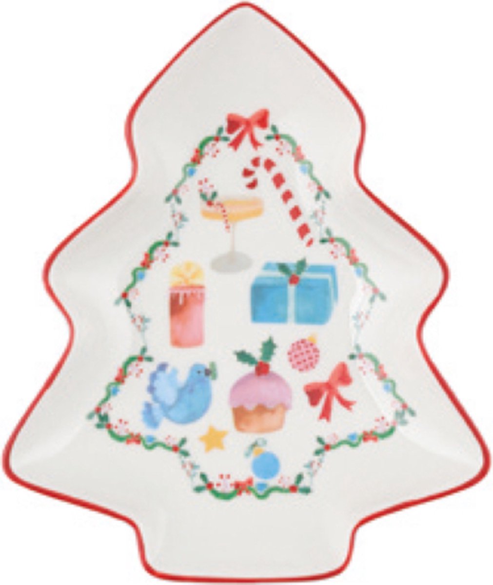 Maxwell en Williams Christmasville Kerstboom Schaaltje 16x13.5cm Illustratie van Kerstcadeautjes Cadeauverpakking Vaatwasserbestendig