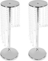 Centerpiece - Set van 2 - Bloemen Standaard - Tafelversiering - Woonaccessoire - Vaas ​​- Tafel Decoratie - Tafeldecoratie - Met Kristallen - Zilverkleurig - 90 cm hoog - Kerst - Bruiloft - Feest