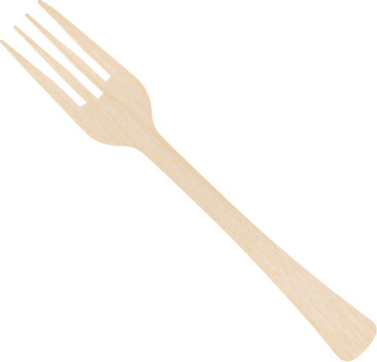 Een enkele houten vork, 160 mm, gewaxt.