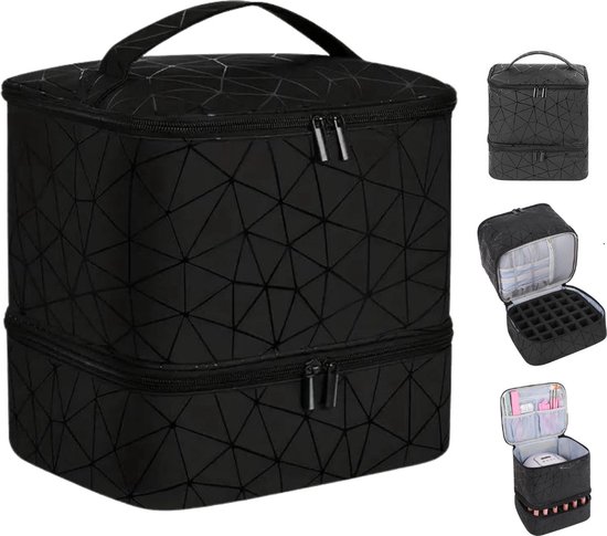 Étui Vernis à ongles Charmy® - Sac de transport - Étui à ongles - Nail Art - Organisateur de vernis à Vernis à ongles - Kit de démarrage de poudre à tremper - Comprend un pack d'essai de poudre à tremper - Convient pour 30 bouteilles