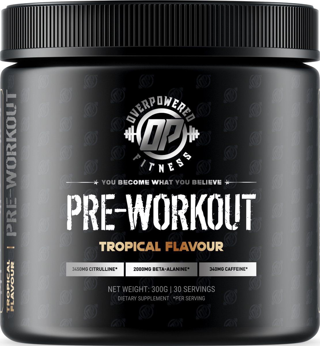 Goedkoopste Pre-Workout-Tropical Flavour-340 mg Cafeïne-3000mg Citrulline