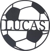 Plaque signalétique de Voetbal en bois personnalisée pour chambre d'enfant - Plaque de porte Uniek avec le nom de votre petit fan de football ! - 38 cm - Zwart