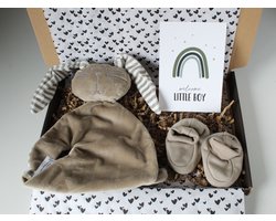 Brievenbus cadeau 'Welcome little boy - cadeau baby jongen - knuffel met naam - origineel kraam cadeau