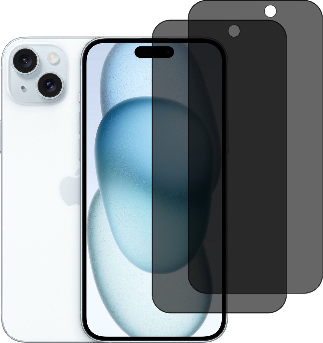BixB Privacy Screenprotectors Geschikt voor iPhone 16 Plus screenprotector - 2 Stuks - gehard glas tempered glass