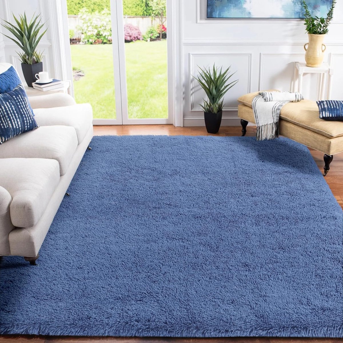 Goodivery ® Modern Hoogpolig Vloerkleed voor Woonkamer, Slaapkamer en Kinderkamer - 200 x 300 cm, Kobalt Blauw