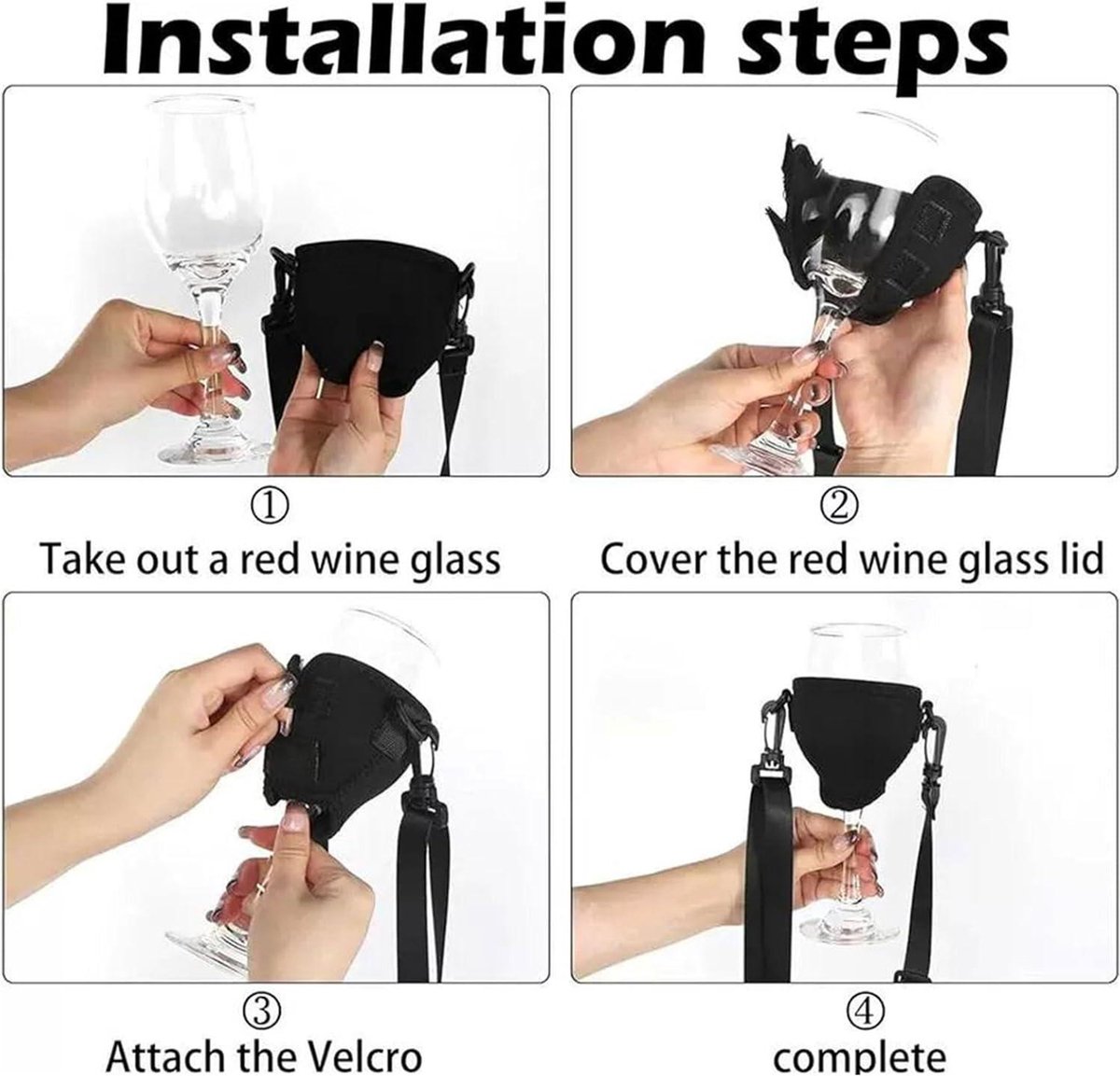 Porte-verres à Vin En Feutre Hestya - 4 Pièces Réglables à Suspendre Au Cou Pour Festivals Et Pique-niques - 8
