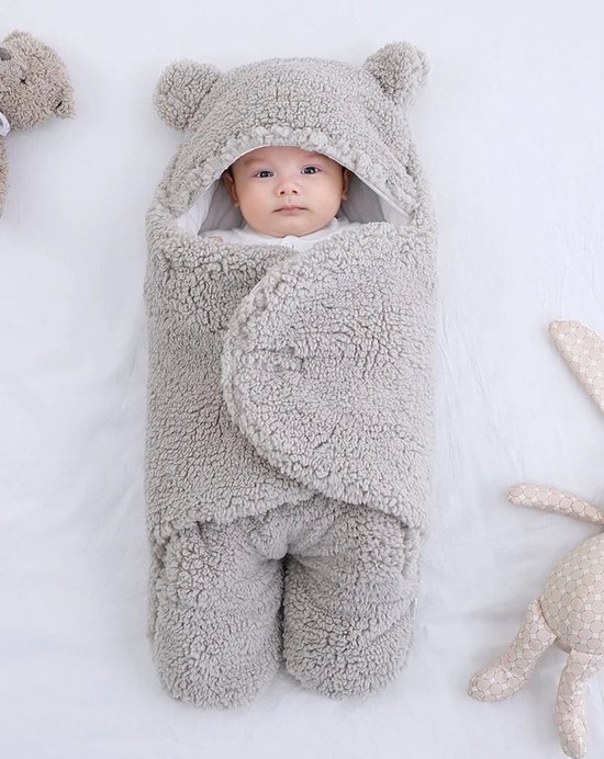 Foto: Fiepp fleece wikkeldeken grijs babyslaapzak wikkeldoek baby inbakerdoek baby teddy inbakerdoek teddy wikkeldeken winter slaapzak winter voetenzak baby fleece winterpak