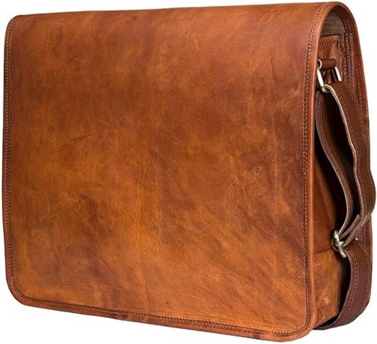 Sac à Main En Cuir Vintage Pour Ordinateur Portable - Fait Main Pour Homme - Marron - Style Sacoche