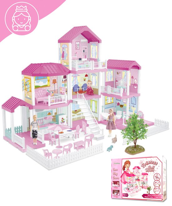Venditoy® Poppenhuis - Poppenhuis - Dollhouse - Speelgoed - poppenhuis poppetjes- Met Meubels - barbie huis