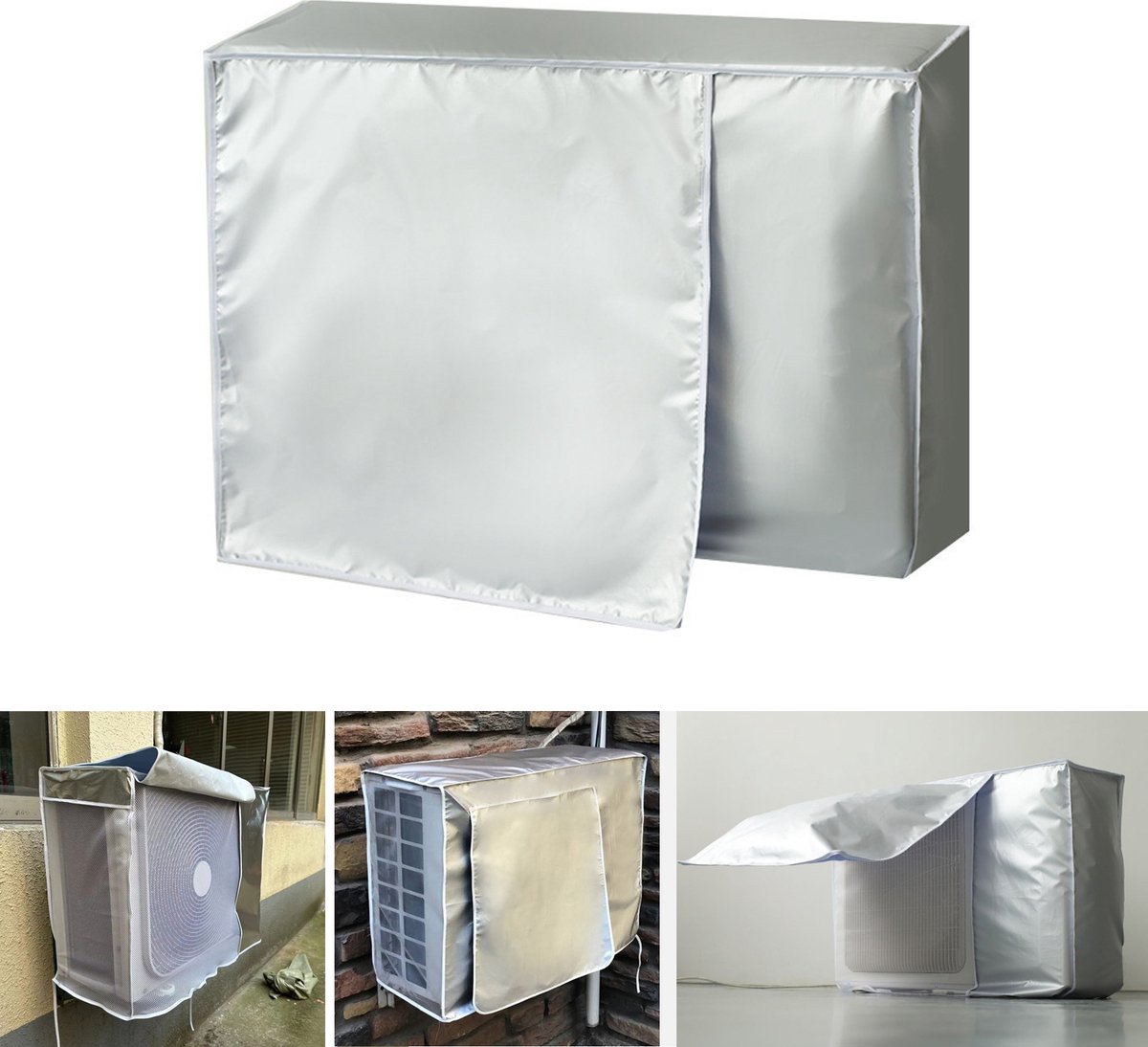 Housse De Protection Climatiseur Extérieur - Étanche, Anti-UV, Anti-Poussière - Argent - Taille Approx. 84x31x57 Cm