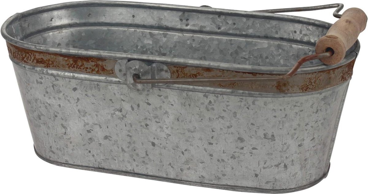 Goedkoopste Aged Gegalvaniseerd Metalen Ovale Emmer - Rustieke Home Decor en Opslag Organizer