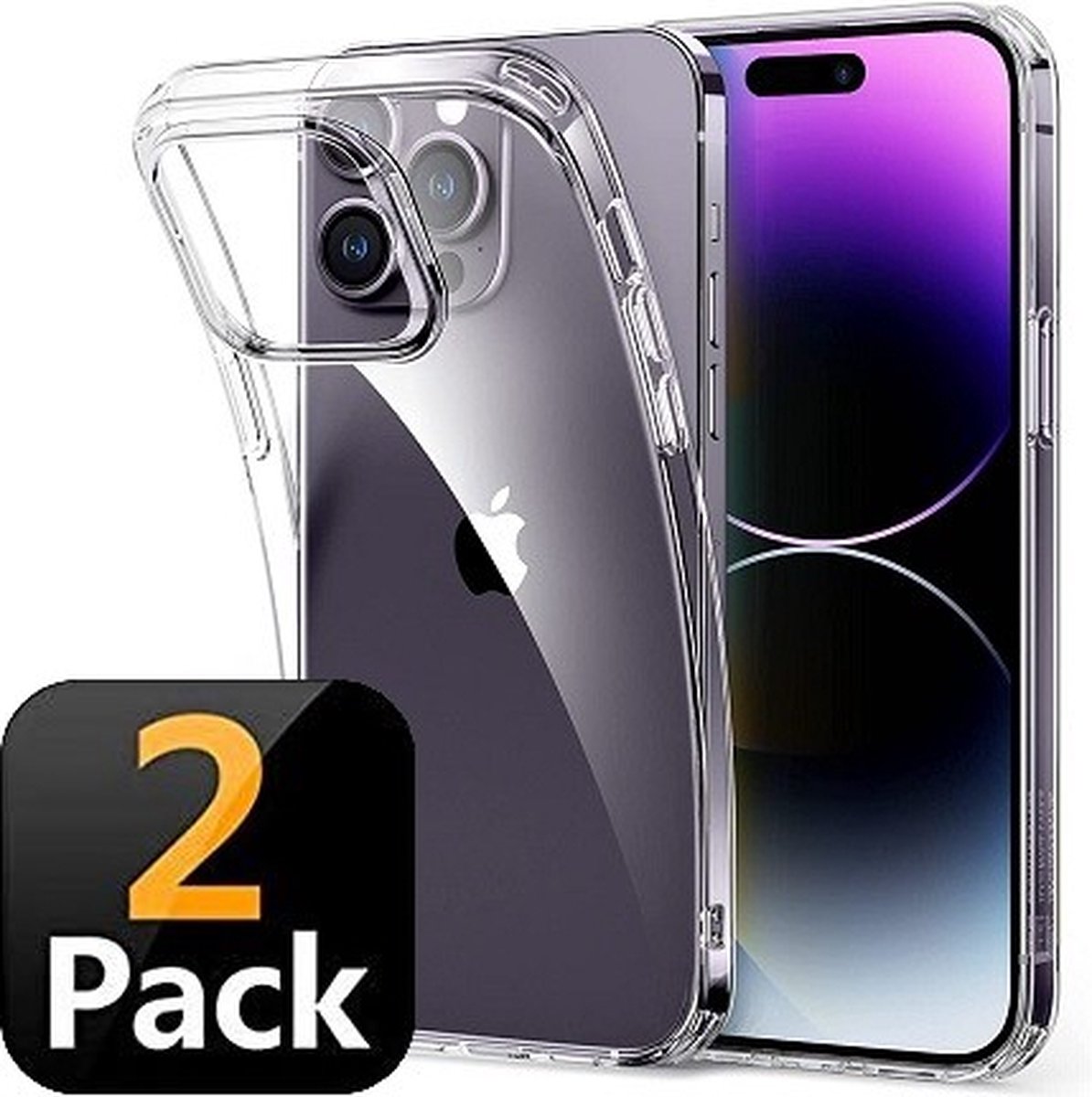 iPhone 14 Pro Max Hoesje TPU Siliconen Transparant 2x