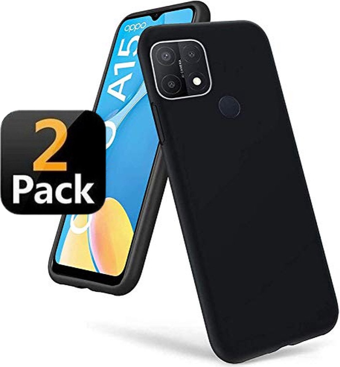 Oppo A15 Hoesje Siliconen TPU Zwart 2x