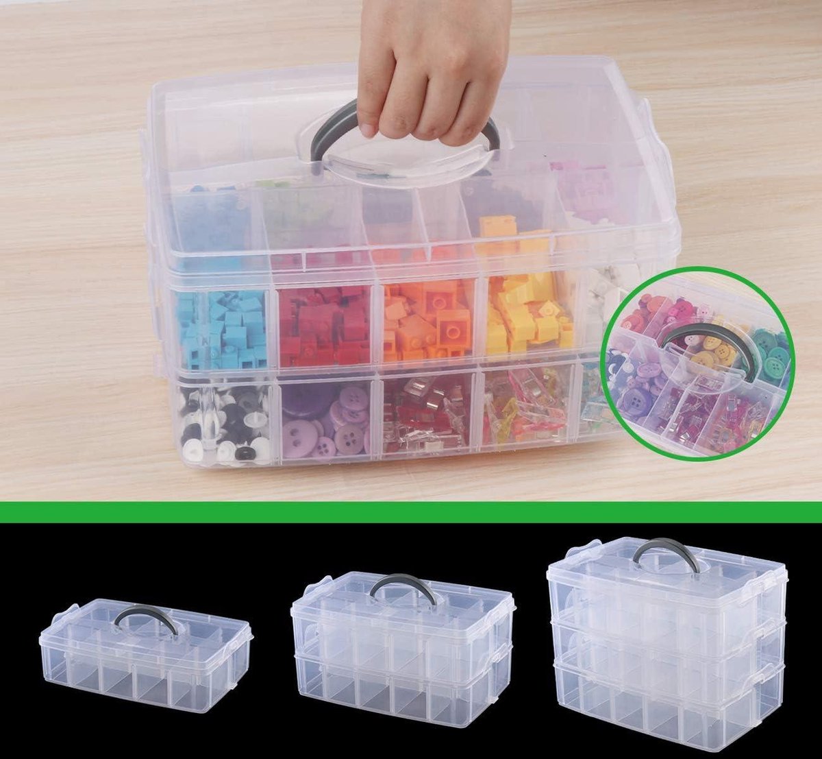 Hnonoxy Plastic doos met deksel, kunststof opbergdoos pennen