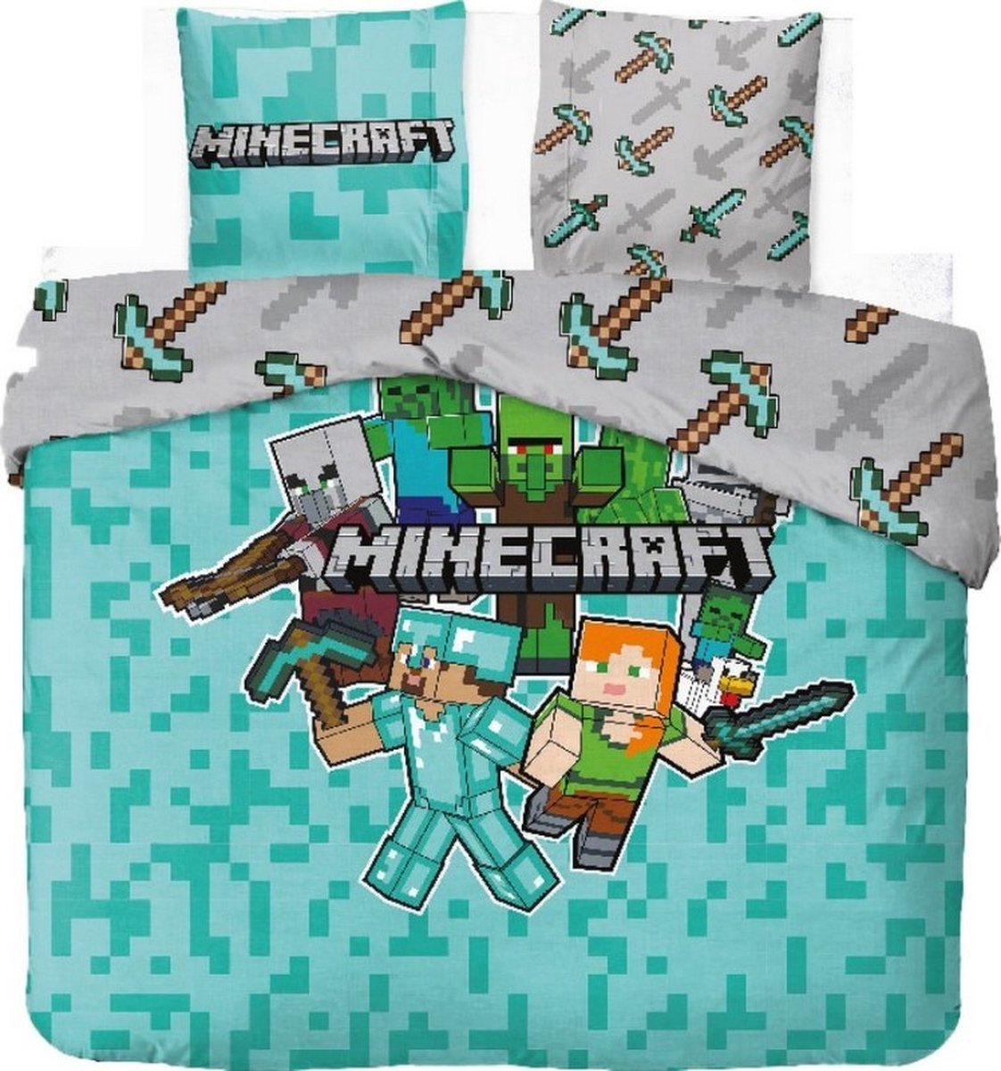 Minecraft - Dekbedovertrek - Lits Jumeaux - 240 x 220 cm - Katoen