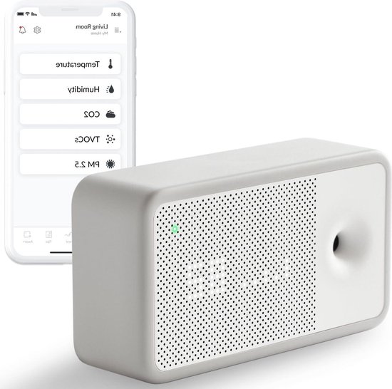 5 In1 Indoor Luchtkwaliteit Monitor CO2 HCHO TVOC AQI Meter Detector Tester temperatuur en vochtigheid kleurrijke LCD scherm Wit