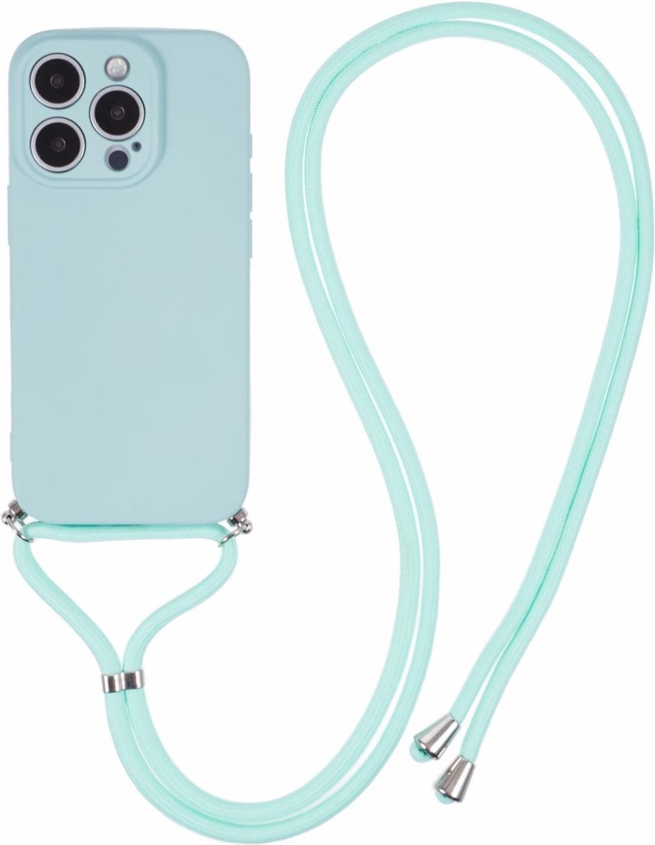 Coverup Hoesje - Geschikt voor iPhone 16 Pro Hoesje - Coverup Colour TPU Back Cover met Koord - Mint Green