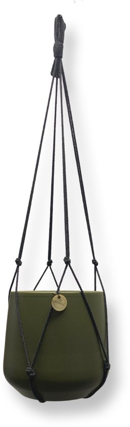 Plantenhanger Zonder Kwast - Kies Kleur en Lengte - Antraciet - 80 cm lang - Katoenkoord - Geschikt voor Pot met Diameter t/m 20 cm - Handgemaakt in ons Macramé Atelier - Prijs per Stuk - Let op: Exclusief Pot - Inclusief Verzendkosten