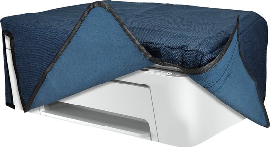 Housse d'imprimante kwmobile adaptée à la mallette HP DeskJet 4120e / DeskJet 4155e - Housse en lin - Housse anti-poussière pour imprimante en bleu-gris