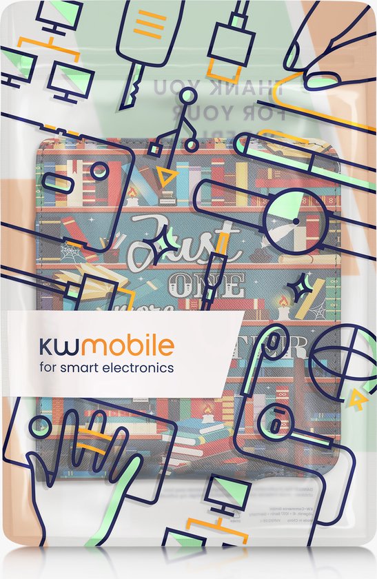 kwmobile e-reader hoesje geschikt voor Kobo Libra Colour hoes - Ereader flip case met standaard - Kunstleren e reader cover - bibliotheek design in meerkleurig van Merkloos — afbeelding 4