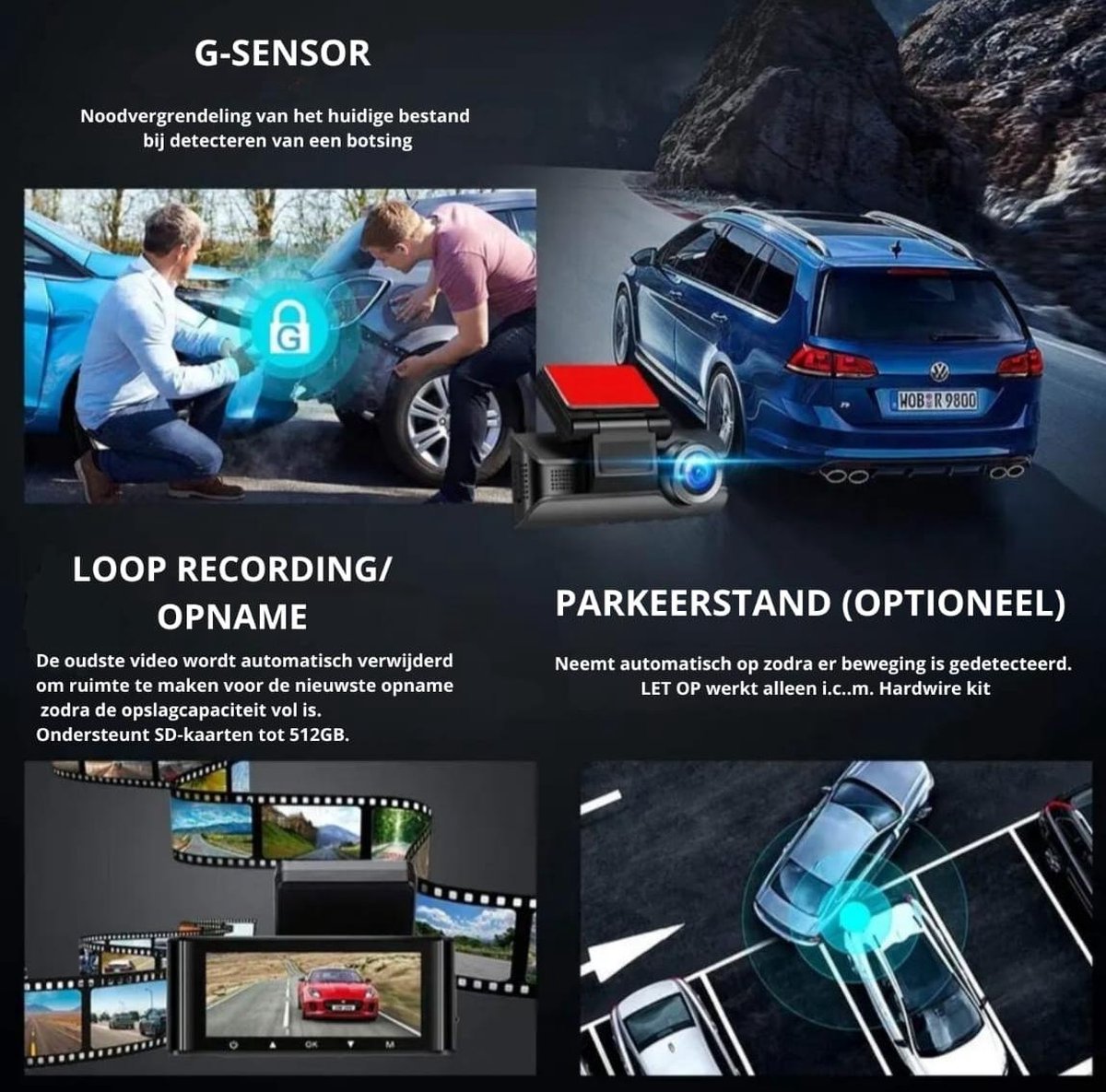 AZDome M550 Pro 2CH - 4K Wifi GPS dashcam voor auto thumbnail 2