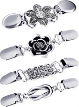 4 Stuks - Broche clip - Vestklem - Vestsluiting - Vestclip dames - Vestsluiting Dames - Vestspeld - Vestclip - Clip Met Haakje - Broche - Ketting - Blouse - Gebreide Jas - Jurken - Jas - Antislip Vaste Gesp - 4 Stijlen