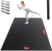 Yogamat, XL, extra groot, sportmat, fitnessmat, antislip, 213 x 152/183 x 122 x 0,8 cm dik, hoge dichtheid, ultra pvc, gymnastiekmat met fitnessbanden, schoenvriendelijk