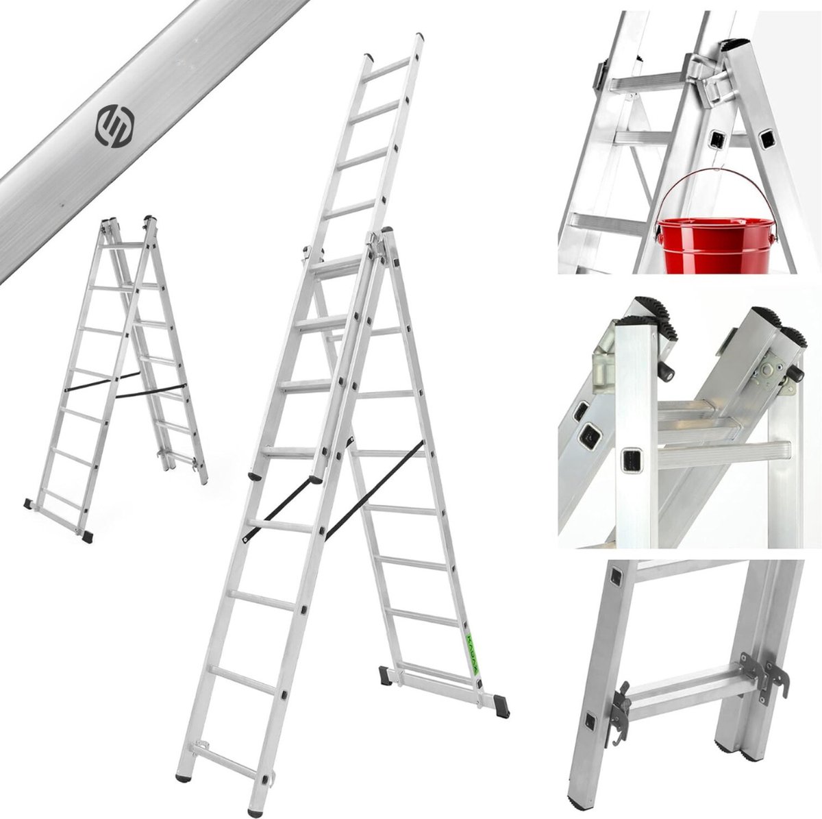 Equivera Huishoudtrap 7 Treden - Keukentrap - Huishoudtrap - Trapladder - Professionele Trap - Inklapbaar - 7 Treden
