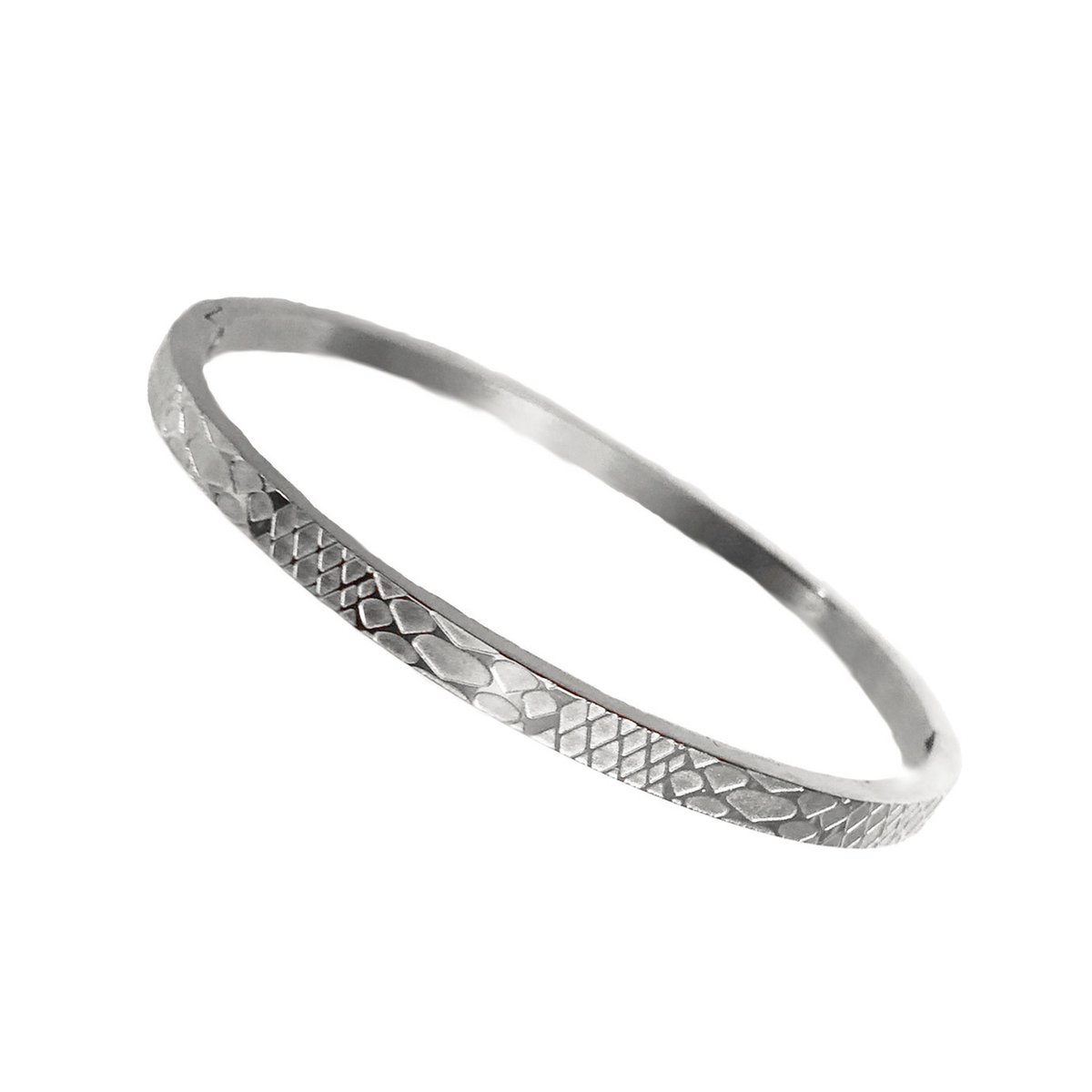 Armband - Bangle -slangenprint-roestvrij staal-zilverkleurig-4 mm-Musthaves