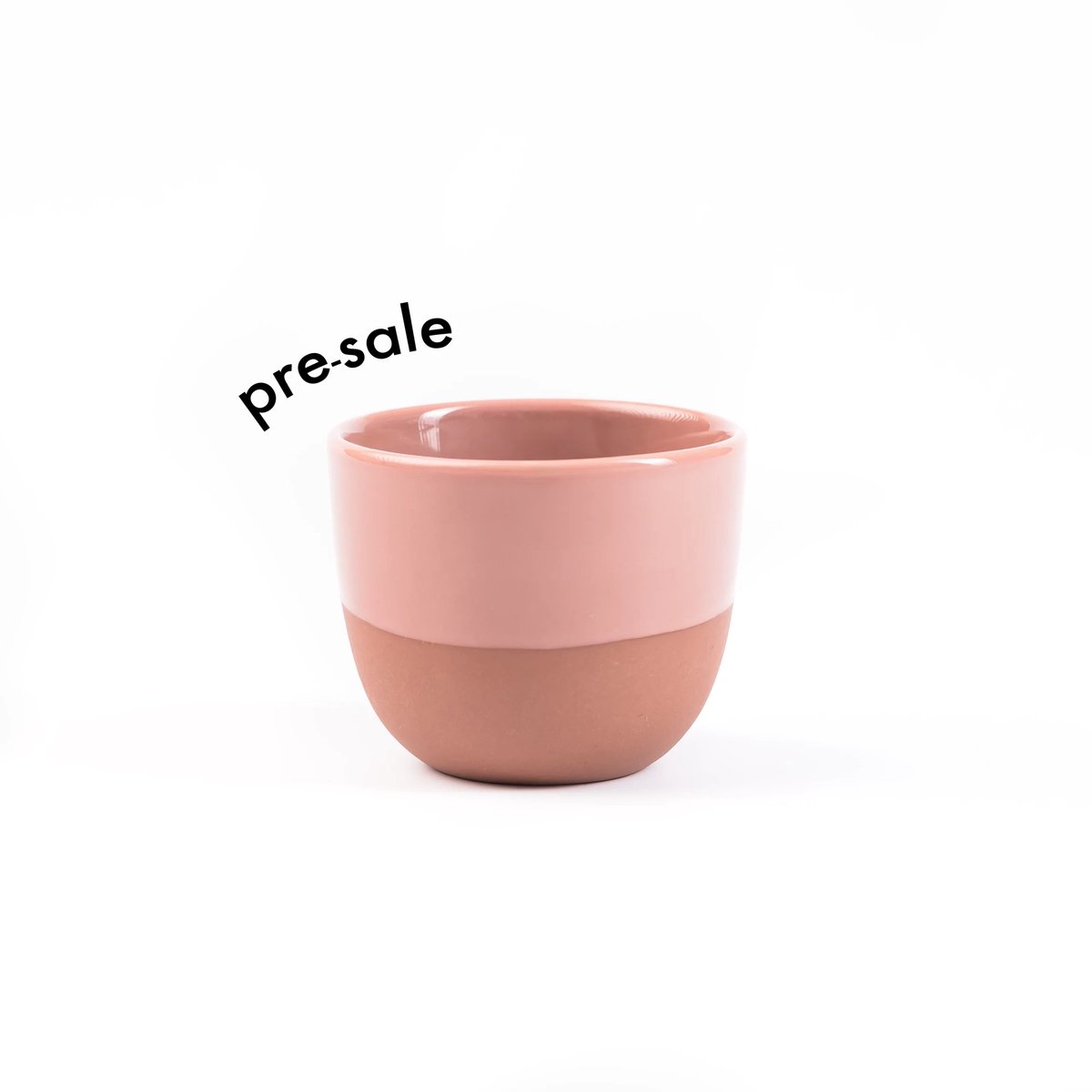 Espresso kopje – 60ml - Half Glazed - Terracotta Pink - Handgemaakt – Porselein – Espresso Kop – Koffiekopjes – Espressomachine - Barista Essentials