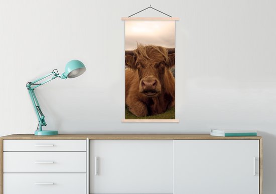 Support pour affiches avec affiche 60 x 120 cm - Affiche scolaire - Highlander écossais - Animaux - Berg - Affiche textile - Lattes vierges