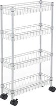 Bol.com MIRA Home - Trolley - Keukentrolley - Keukenrek - Serveerwagen - Modern - Keuken - Wit - Metaal - 42x26x63.3cm aanbieding