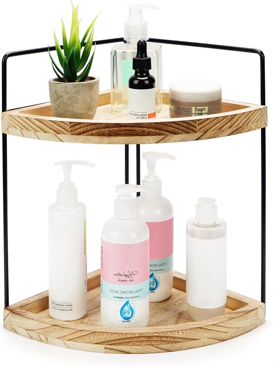 Goedkoopste 2-laags Badkamer Werkblad Hoek Organizer Plank - Opslag Rek voor Make-up Tafel - Dressoir Keuken Badkamer - Cosmetica Make-up Specerijen & Meer make up tafel