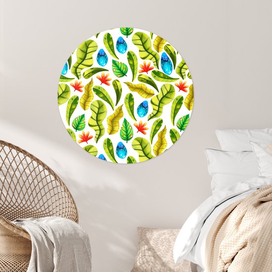 WallCircle® - Cercle de papier peint 100x100 cm - Stickers muraux Jungle - Design - Feuilles - Cercle mural - Accessoires chambre enfant - Décoration chambre bébé - Cercle mural autocollant