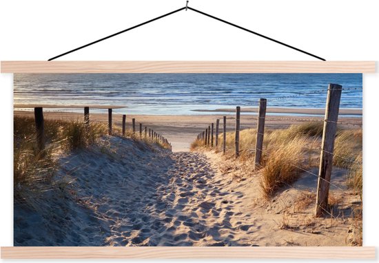 Support pour affiche avec affiche 90x45 cm - Affiche scolaire - Plage - Mer - Nederland - Dunes - Soleil - Affiche textile - Lattes vierges