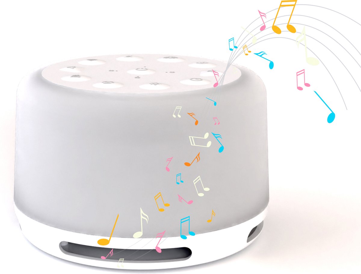 HoMedics Soundspa Aura Bluetooth Speaker Met Verlichting - Tot 68 Uur Batterijduur - Meditatie Slaaptrainer - Nachtlampje met 7 kleuren en 5 Helderheidsniveaus - White Noise - Rustgevende Babygeluiden - 14 Natuurlijke Geluiden - SS2700WH - Wit
