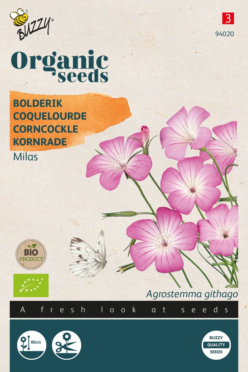 Buzzy® Organic Agrostemma Bolderik Milas (BIO) - Biologisch bloemzaad met elegante witte bloemen